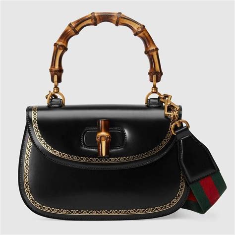 gucci bamboo classic leather shoulder bag|Gucci textured leather shoulder bag.